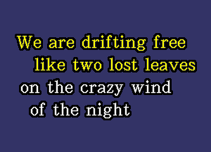 We are drifting free
like two lost leaves

on the crazy Wind
of the night