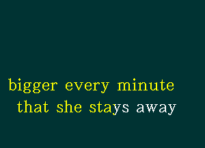 bigger every minute
that she stays away