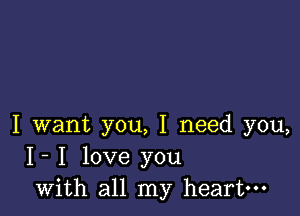 I want you, I need you,
I- I love you
with all my heart-