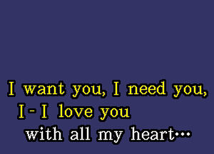 I want you, I need you,
I- I love you
with all my heart-