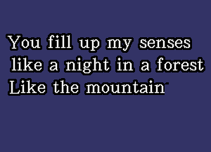 You fill up my senses
like a night in a forest

Like the mountain