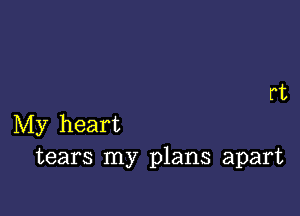 rt

My heart
tears my plans apart