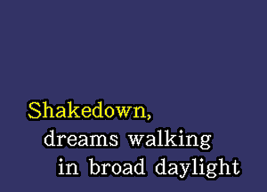 Shakedown,
dreams walking
in broad daylight