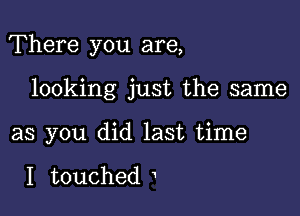 There you are,

looking just the same
as you did last time

I touched