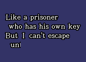 Like a prisoner
Who has his own key

But I cani escape
um