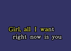 Girl, all I want
right now is you