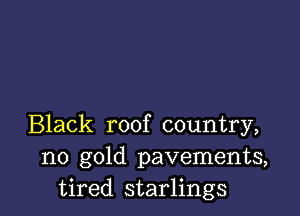 Black roof country,
no gold pavements,
tired starlings