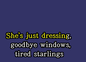 She s just dressing,
goodbye Windows,
tired starlings