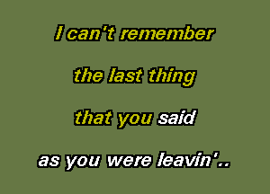 I can 't remember
the last thing

that you said

as you were leavint.