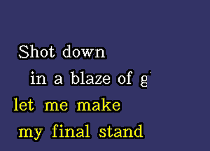 Shot down

in a blaze of g

let me make

my final stand