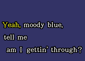 Yeah, moody blue,

tell me

am I gettid through?