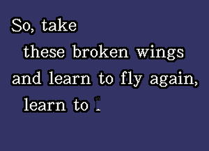 So, take

these broken wings

and learn to fly again,

learn to -