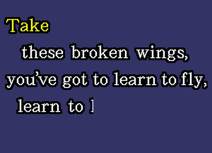 Take

these broken wings,

youKIe got to learn to fly,

learn to I