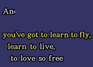 Ann

youKIe got to learn to fly,

learn to live,

to love so free