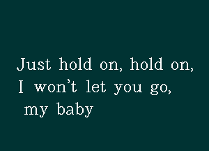 Just hold on, hold on,

I woni let you go,
my baby