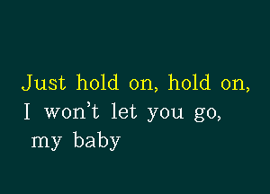 Just hold on, hold on,

I woni let you go,
my baby