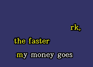 rk,

the f aster

my money goes