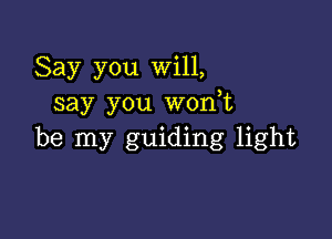 Say you Will,
say you wonyt

be my guiding light