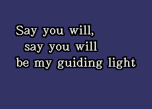 Say you Will,
say you Will

be my guiding light