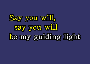 Say you Will,
say you Will

be my guiding light