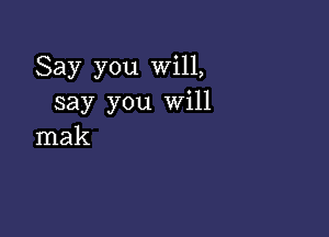 Say you Will,
say you Will

mak