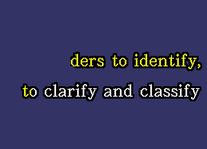 ders to identify,

to clarif y and classify