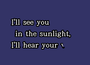 F11 see you

in the sunlight,

F11 hear your