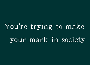 You re trying to make

your mark in society