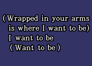 (Wrapped in your arms
is where I want to be)

I want to be
( Want to be )