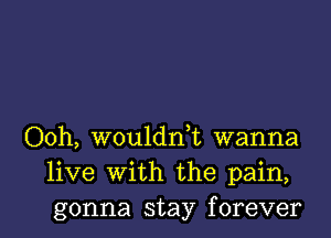 Ooh, wouldnT wanna
live With the pain,
gonna stay forever