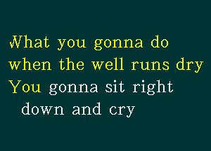 What you gonna do
When the well runs dry

You gonna sit right
down and cry