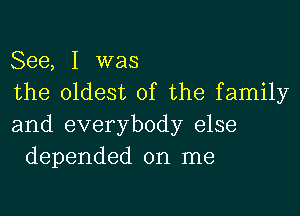 See, I was

the oldest of the family

and everybody else
depended on me