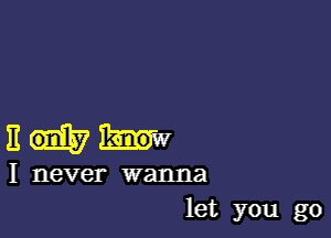 E
I never wanna
let you go