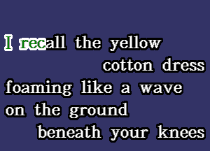 Emu the yellow
cotton dress

foaming like a wave
on the ground
beneath your knees