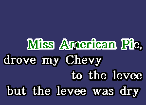 mmm He,

drove my Chevy
to the levee
but the levee was dry