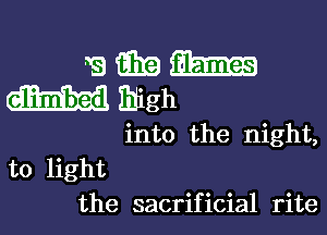 swam
Hmigh

into the night,

to light
the sacrificial rite