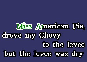 ME American Pie,

drove my Chevy
to the levee

but the levee was dry