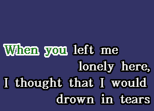 m left me

lonely here,

I thought that I would
drown in tears