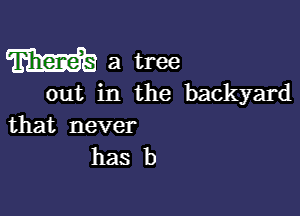 m a tree

0utin.the backyard

that never
has b