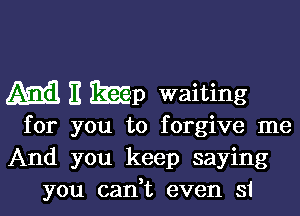 Mail 11 limp waiting

for you to forgive me
And you keep saying
you canyt even 31