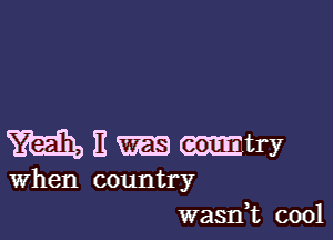 m E m mtry
When country

wasni cool