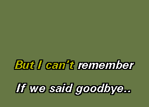 But I can 't remember

If we said goodbye..