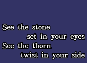 See the stone

set in your eyes
See the thorn
twist in your side