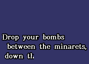 Drop your bombs
between the minarets,
down t1.