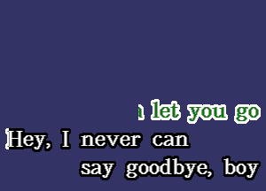 aim
Hey, I never can
say goodbye, boy