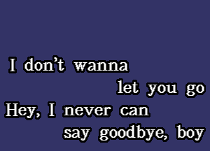 I donk wanna

let you go
Hey, I never can
say goodbye, boy