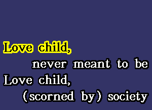 mm

never meant to be
Love child,
(scorned by) society