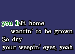 m itef t home

wantid to be grown
80 dry
your weepiw eyes, yeah