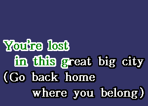 WM

(13 33109 great big city
(Go back home
Where you belong)