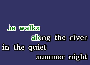 mm

ejbng the river
in the quiet
summer night